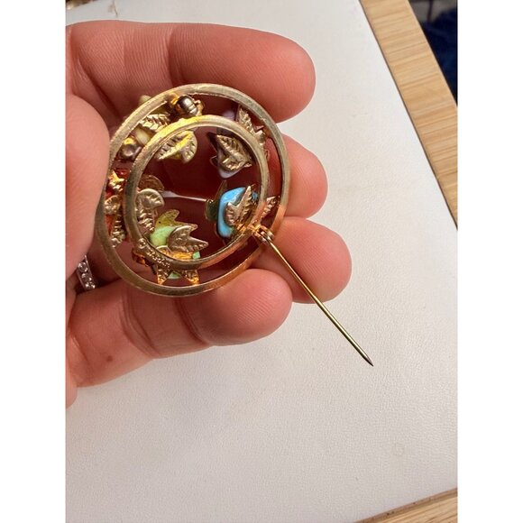 Sarah Coventry Leaf Pebble stone Wreath Brooch Pin Costume Jewelry - Picture 4 of 7